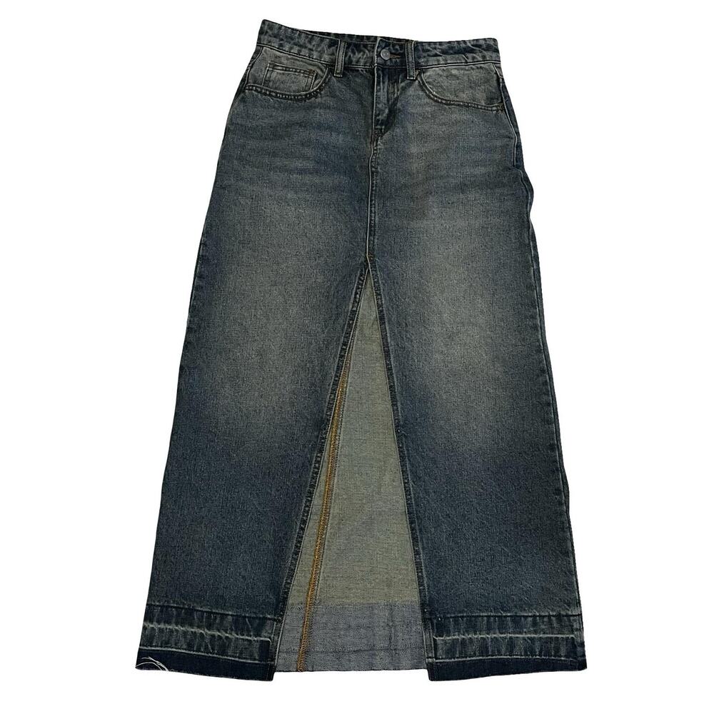 BDG Denim Skirt Womens Small‎ Blue Long Maxi High Waist Slit Urban Outfitters